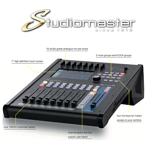 giao dien truc quan cua mixer studiomaster digitrack 18