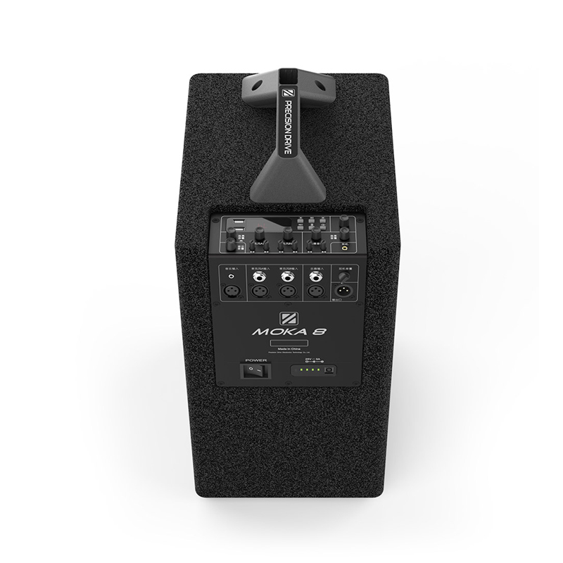 mixer chuyen nghiep tren loa cot precision drive moka 8