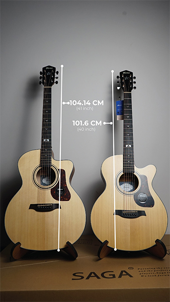 chi tiet dan guitar size 40 vs 41 inch