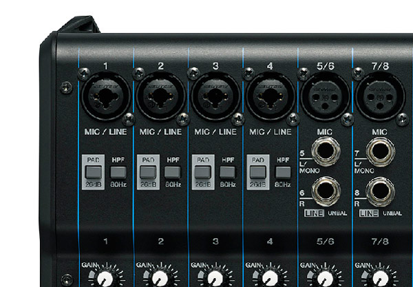 chi tiet mixer yamaha mg20xu input