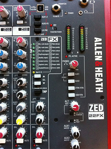 effect tren mixer allen heath zed 22fx