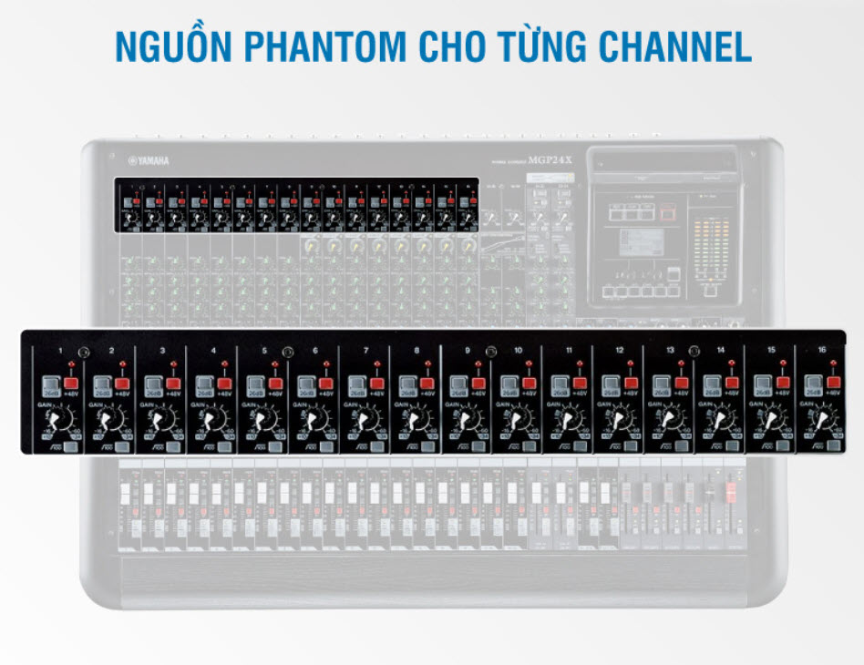 nguon phantom 48 volt rieng biet tren mixer yamaha mgp24x
