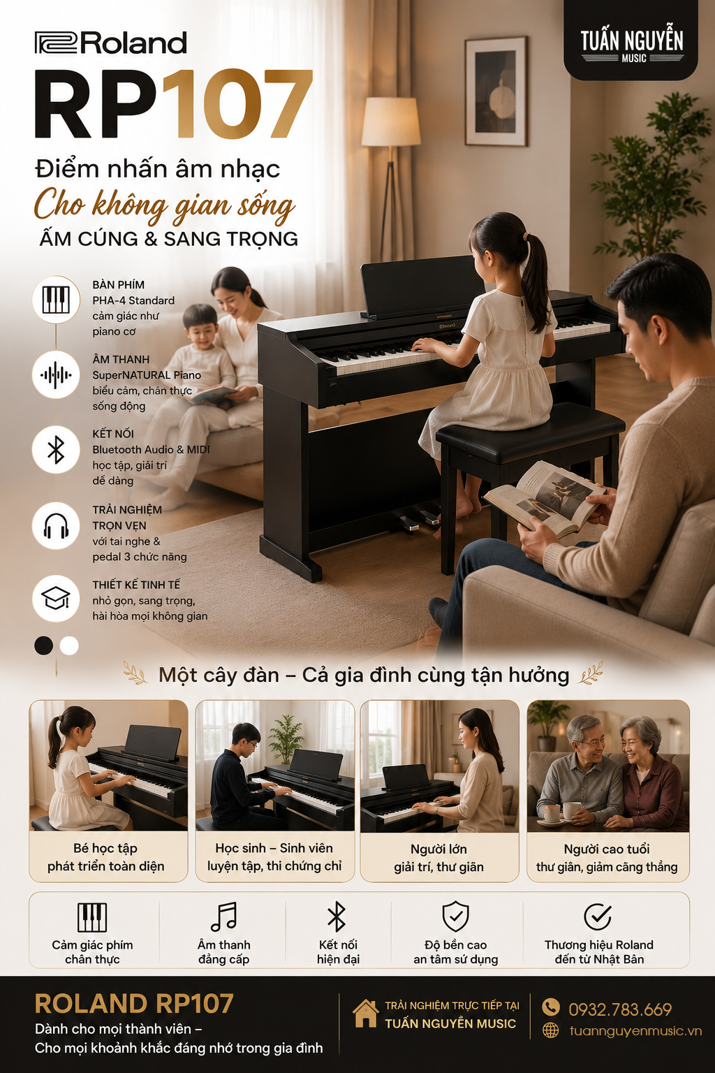 Roland RP107 phù hợp cả gia đình sum họp