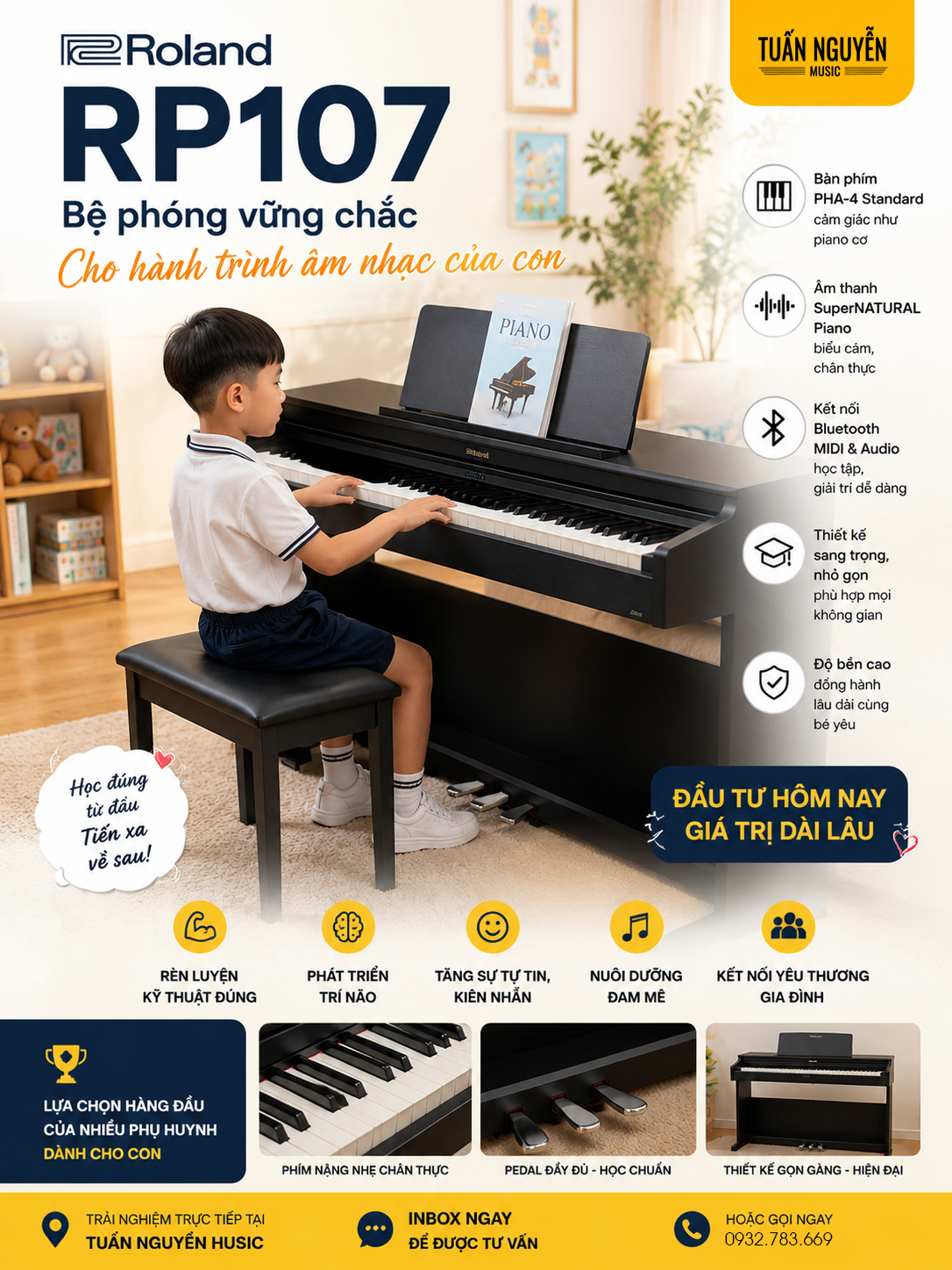Roland RP107 phù hợp thi cử nhạc viện